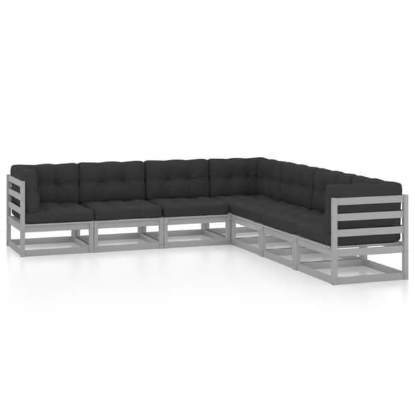 vidaXL Hagesofagruppe med puter 7 deler heltre furu