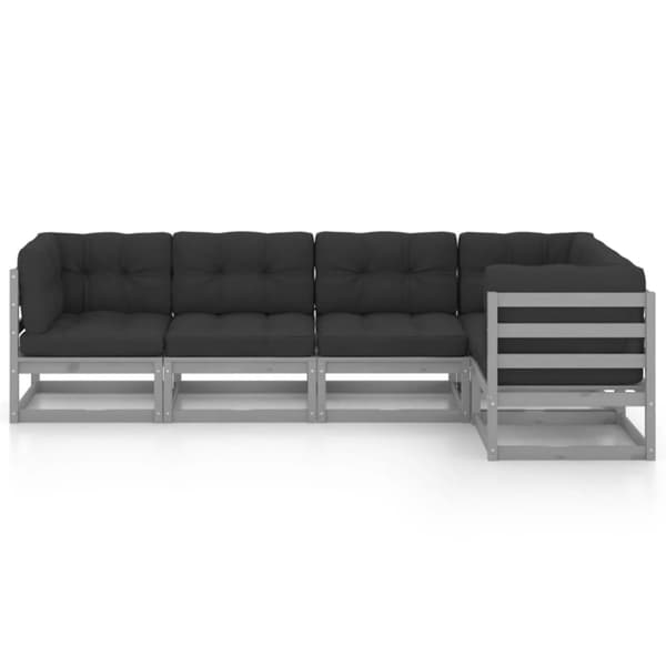 vidaXL Hagesofagruppe med puter 5 deler heltre furu