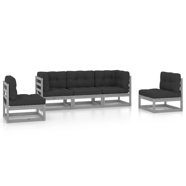 vidaXL Hagesofagruppe med puter 5 deler heltre furu