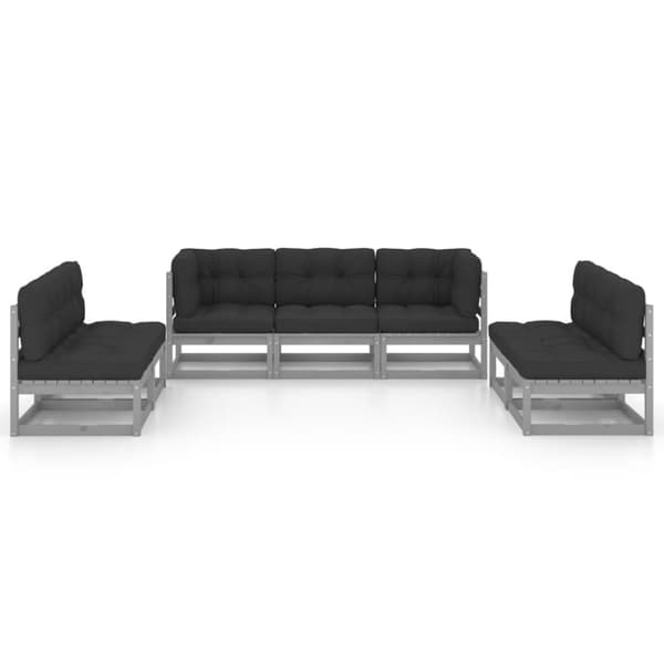 vidaXL Hagesofagruppe med puter 7 deler heltre furu