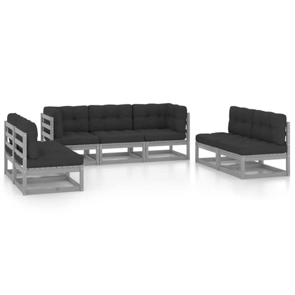 vidaXL Hagesofagruppe med puter 7 deler heltre furu