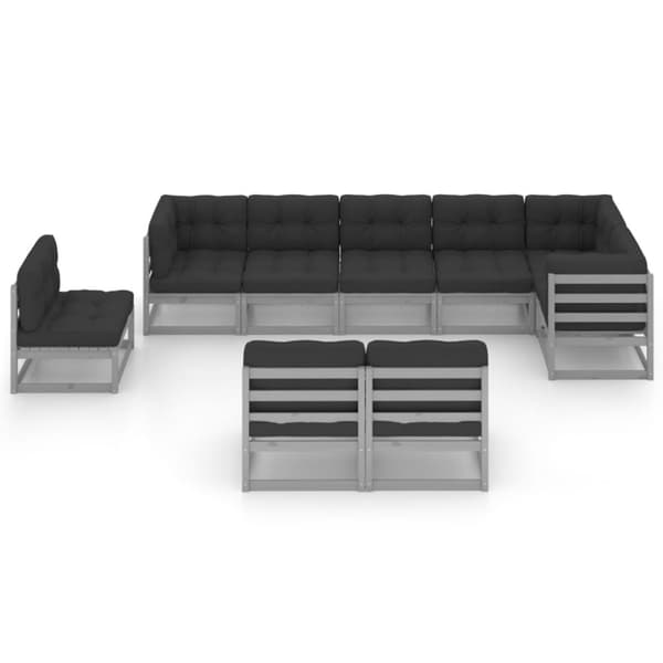 vidaXL Hagesofagruppe med puter 9 deler heltre furu