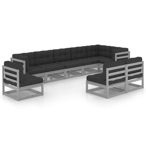 vidaXL Hagesofagruppe med puter 9 deler heltre furu