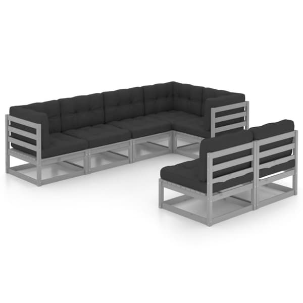 vidaXL Hagesofagruppe med puter 7 deler heltre furu