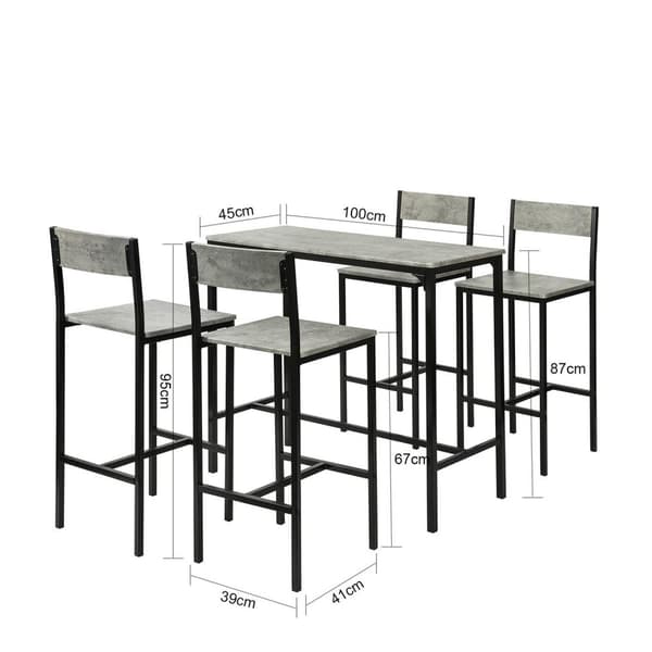 SoBuy Barbord och 4 stolar Matgrupp Matbord Loungebord Utemöbler OGT14-HG