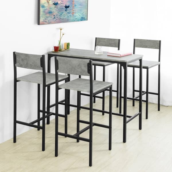 SoBuy Barbord och 4 stolar Matgrupp Matbord Loungebord Utemöbler OGT14-HG