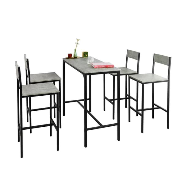 SoBuy Barbord och 4 stolar Matgrupp Matbord Loungebord Utemöbler OGT14-HG