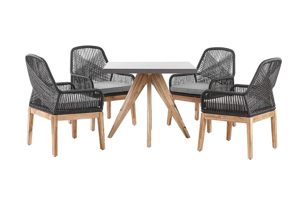 Trädgårdsset av bord och 4 stolar svart/grå OLBIA