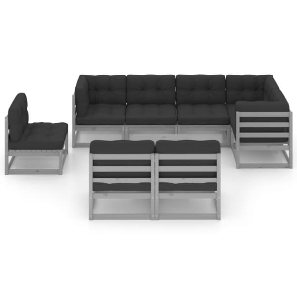 vidaXL Hagesofagruppe med puter 9 deler heltre furu