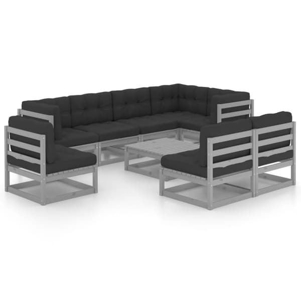 vidaXL Hagesofagruppe med puter 9 deler heltre furu