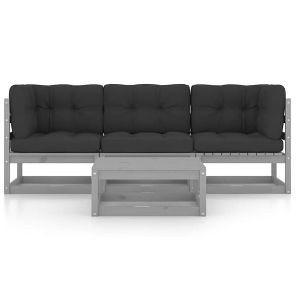 vidaXL Hagesofagruppe med puter 4 deler heltre furu