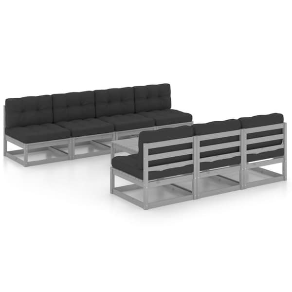 vidaXL Hagesofagruppe med puter 8 deler heltre furu