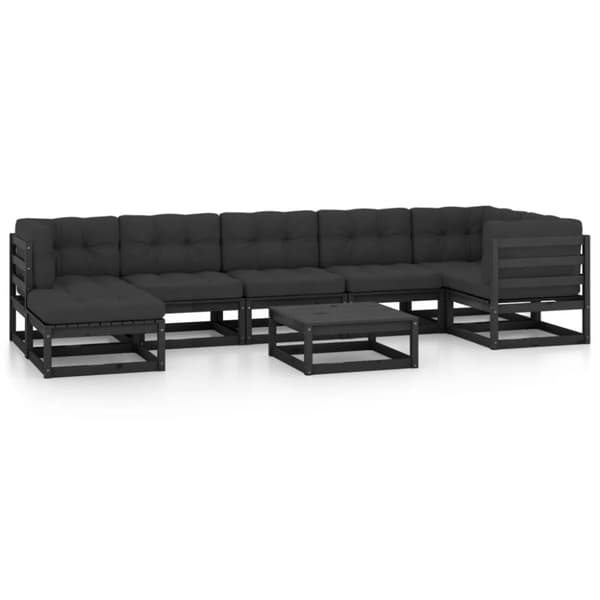 vidaXL Hagesofagruppe med puter 8 deler heltre furu