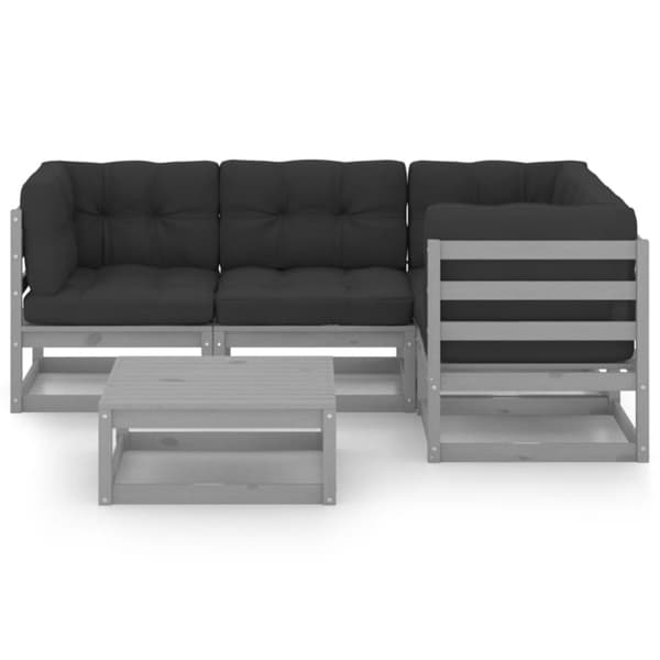 vidaXL Hagesofagruppe med puter 5 deler heltre furu