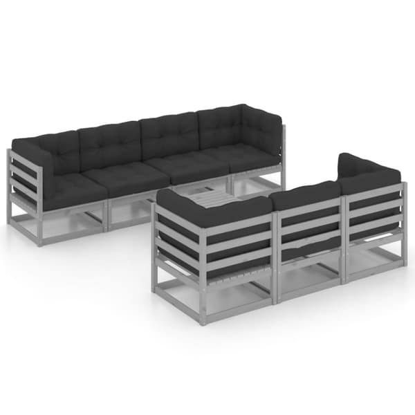 vidaXL Hagesofagruppe med puter 8 deler heltre furu