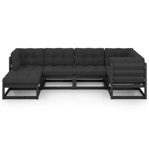 vidaXL Hagesofagruppe med puter 6 deler heltre furu
