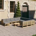 Miniatyrbilde 1 av 11: vidaXL Hagesofagruppe med puter 12 deler svart heltre furu
