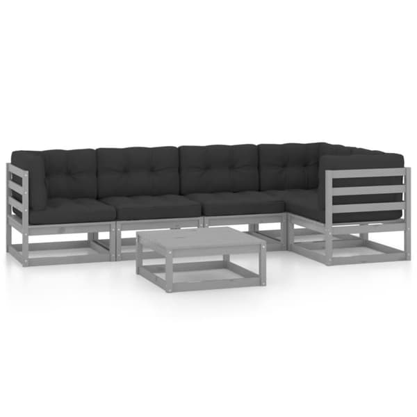 vidaXL Hagesofagruppe med puter 6 deler heltre furu