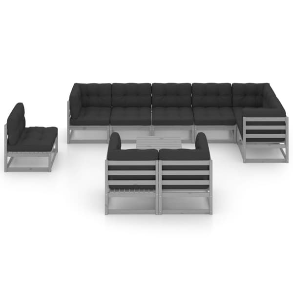 vidaXL Hagesofagruppe med puter 10 deler heltre furu