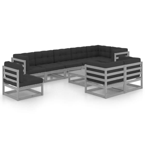 vidaXL Hagesofagruppe med puter 10 deler heltre furu