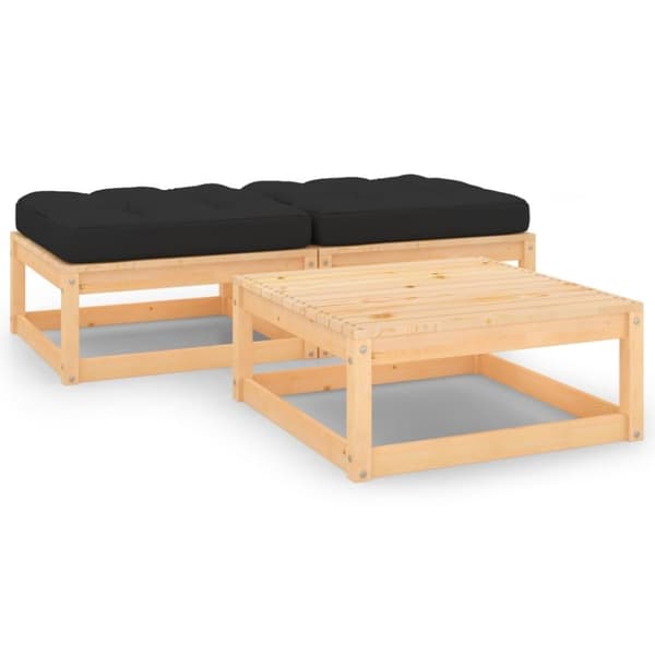 vidaXL Hagesofagruppe med puter 3 deler heltre furu
