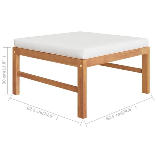 vidaXL Hagesofagruppe med kremhvite puter 4 deler heltre teak