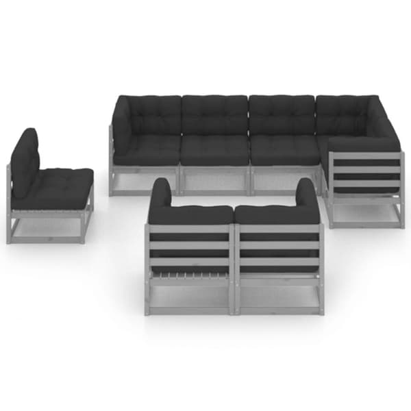 vidaXL Hagesofagruppe med puter 8 deler heltre furu