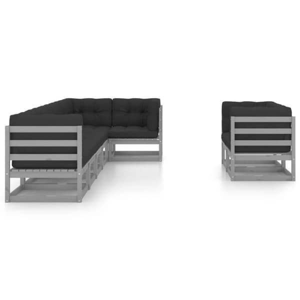 vidaXL Hagesofagruppe med puter 8 deler heltre furu