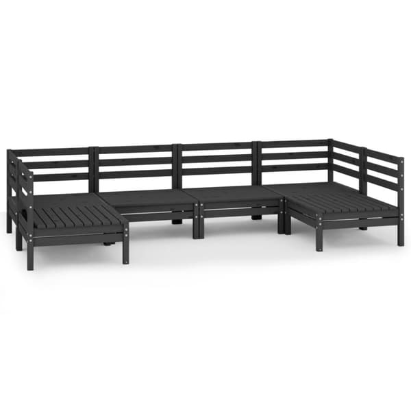 vidaXL Hagesofagruppe 6 deler svart heltre furu