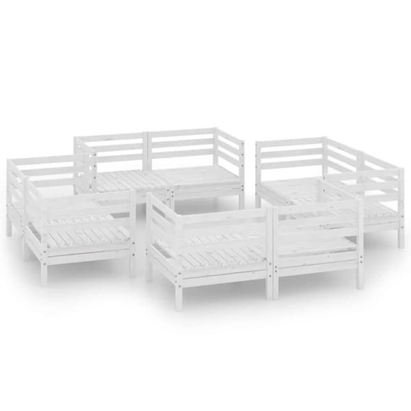 vidaXL Hagesofagruppe 8 deler hvit heltre furu