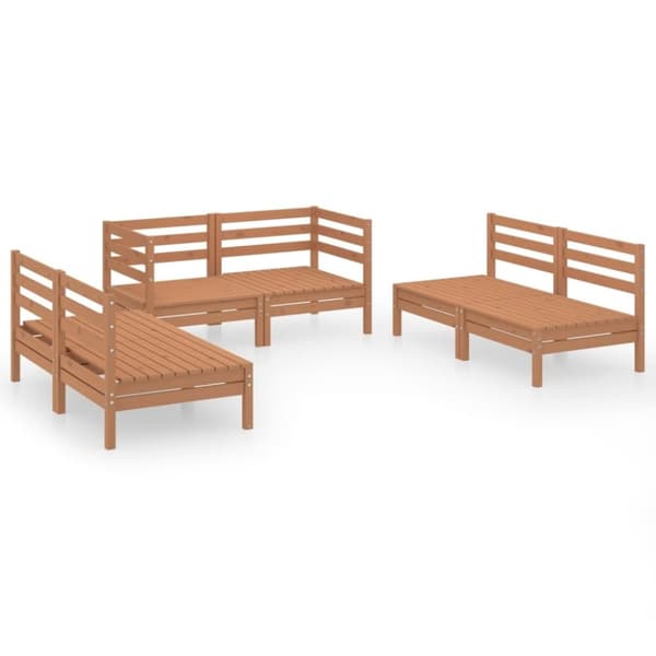 vidaXL Hagesofagruppe 6 deler honningbrun heltre furu