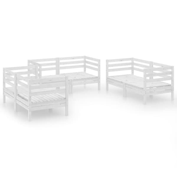 vidaXL Hagesofagruppe 6 deler hvit heltre furu