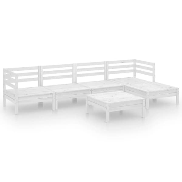 vidaXL Hagesofagruppe 6 deler heltre furu hvit
