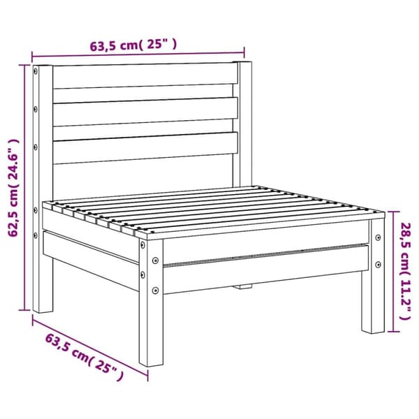 vidaXL Mittensektion till pallsoffa 4 st svart massiv furu