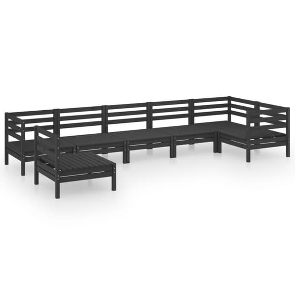 vidaXL Hagesofagruppe 7 deler heltre furu svart