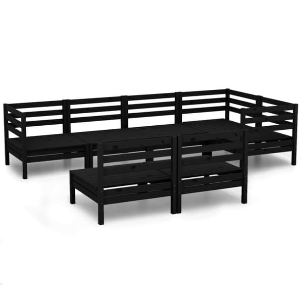 vidaXL Hagesofagruppe 7 deler heltre furu svart