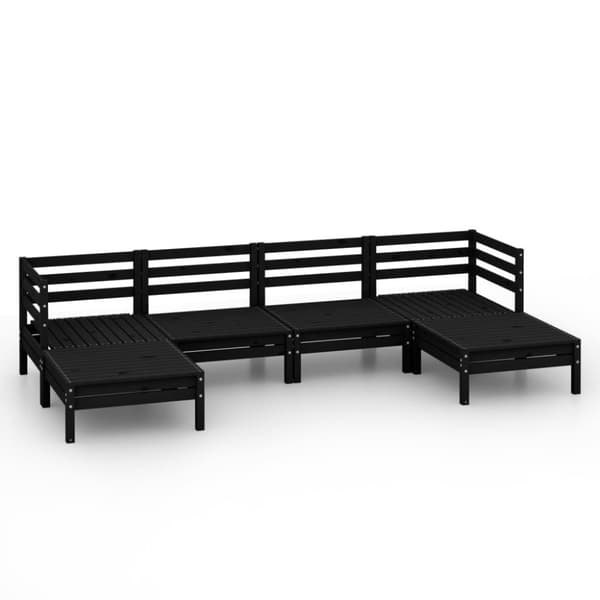 vidaXL Hagesofagruppe 6 deler svart heltre furu