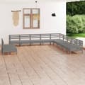 Miniatyrbilde 1 av 6: vidaXL Hagesofagruppe 11 deler grå heltre furu