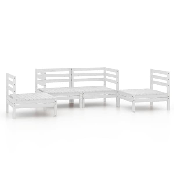vidaXL Hagesofagruppe 4 deler hvit heltre furu