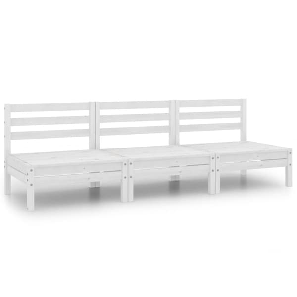 vidaXL Hagesofagruppe 3 deler hvit heltre furu