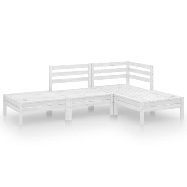 vidaXL Hagesofagruppe 4 deler hvit heltre furu