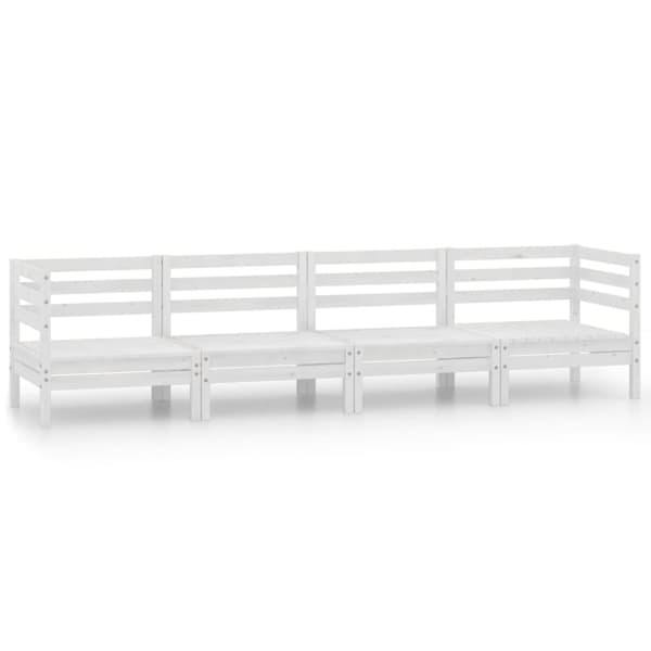 vidaXL Hagesofagruppe 4 deler hvit heltre furu