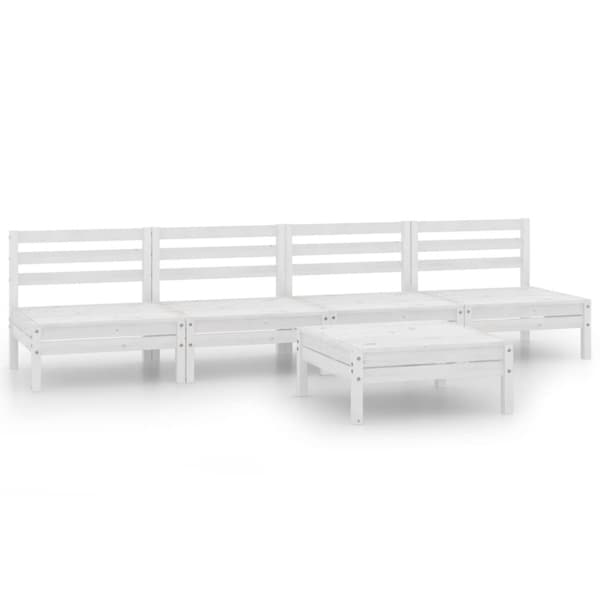 vidaXL Hagesofagruppe 5 deler hvit heltre furu