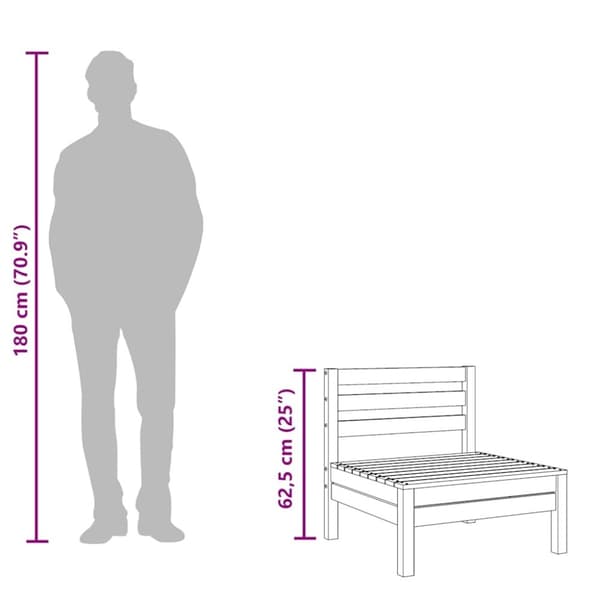 vidaXL Midtsofa for hage heltre furu