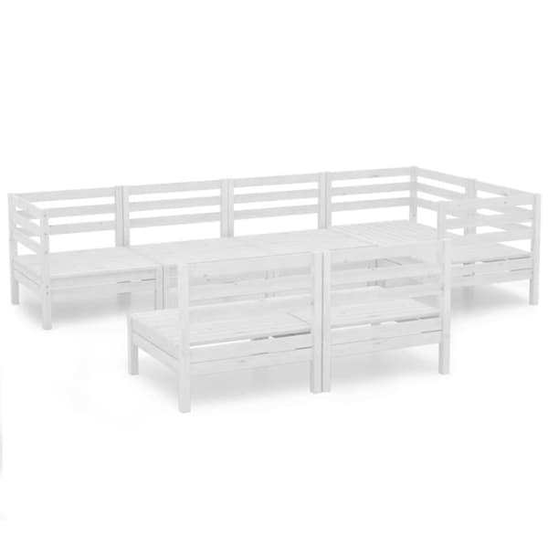 vidaXL Hagesofagruppe 7 deler hvit heltre furu