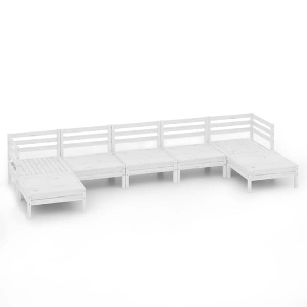 vidaXL Hagesofagruppe 7 deler hvit heltre furu