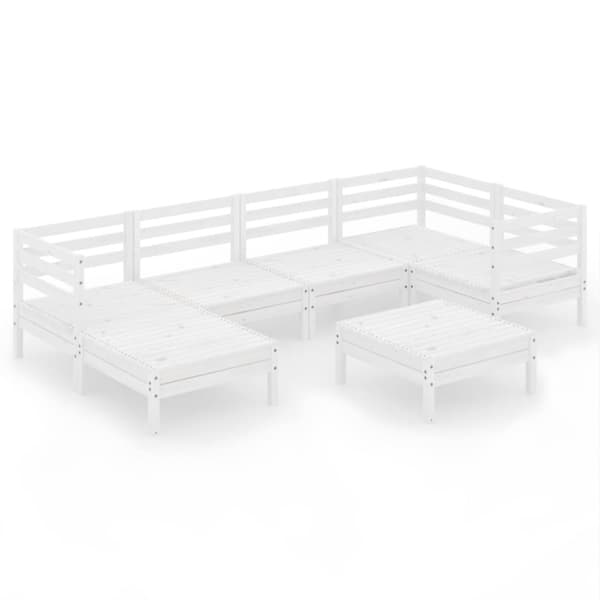 vidaXL Hagesofagruppe 7 deler hvit heltre furu