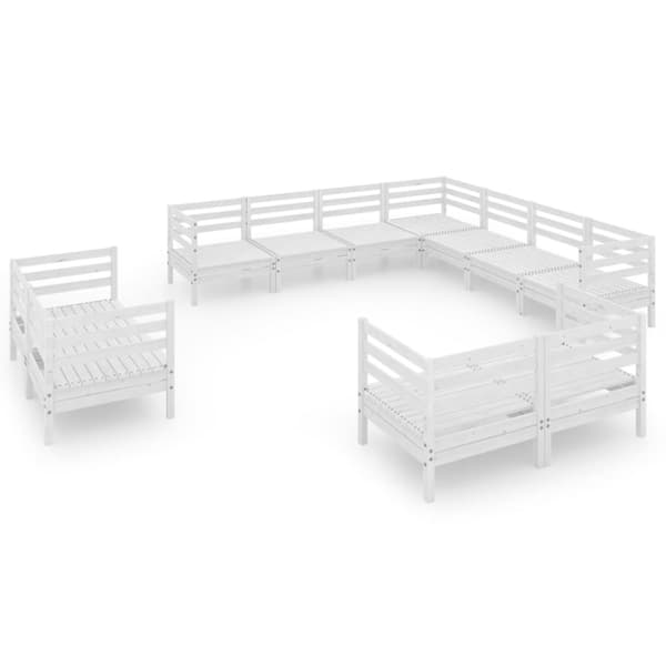 vidaXL Hagesofagruppe 11 deler hvit heltre furu