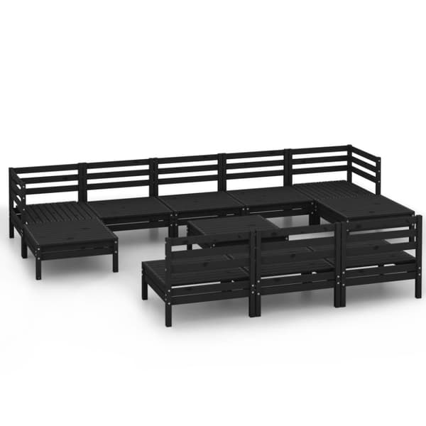 vidaXL Hagesofagruppe 11 deler svart heltre furu