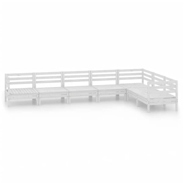 vidaXL Hagesofagruppe 7 deler hvit heltre furu